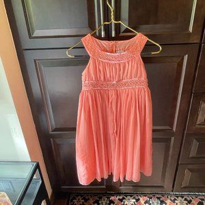 Cotton Kids Size 10 Girls Flowy Peach Sleeveless Party Dress